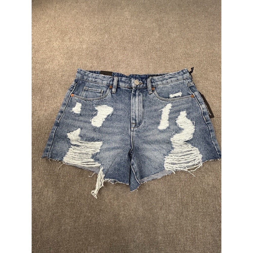 Blank NYC The Barrow Vintage High Rise Shorts Womens 26 Denim Distressed Raw Hem